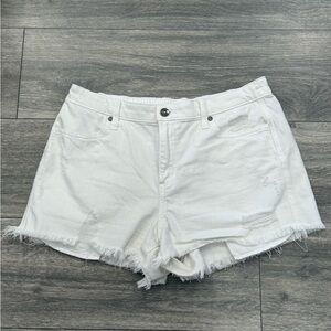 Aerie White Distressed Jean Shorts